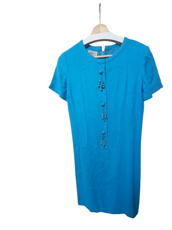 Harzfeld's Kansas City Dresses & Skirts - Vintage 1960s Harzfeld's Kansas City Mod Shift Dress - Turquoise Clusters